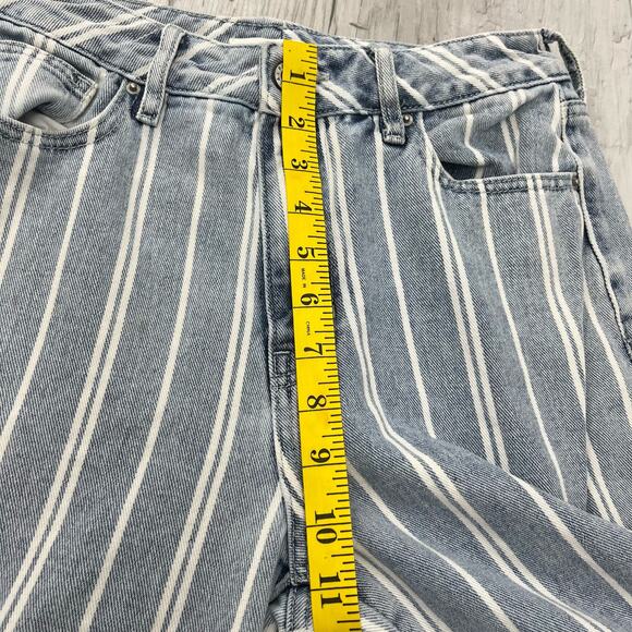 PacSun Blue White Stripe High Rise Slim Fit Cotton Mom Jeans 27 - Picture 10 of 10